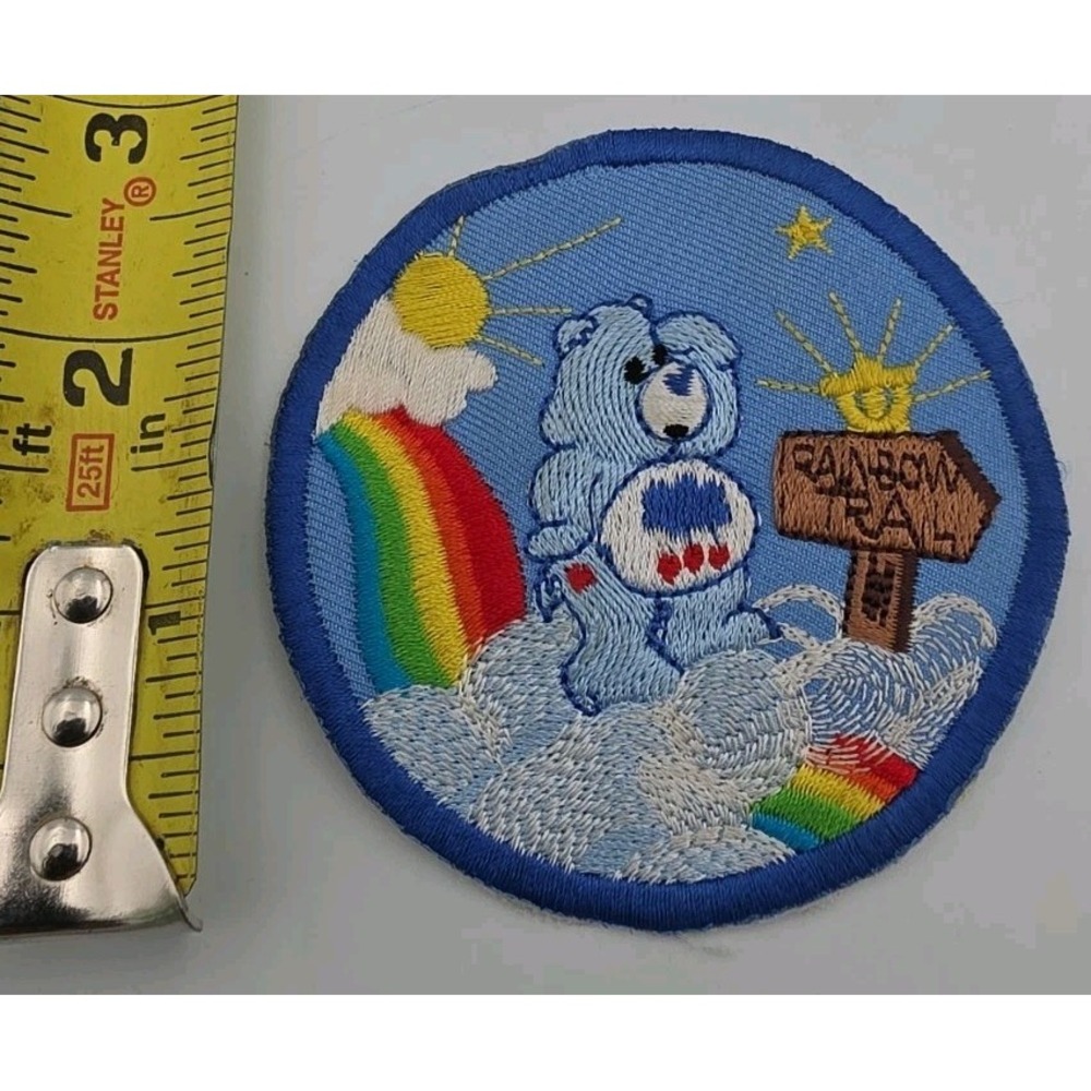 Care Bears Blue Grumpy Bear Patch Iron On Cloud Rainbow Sun Star Hearts Badge 3"